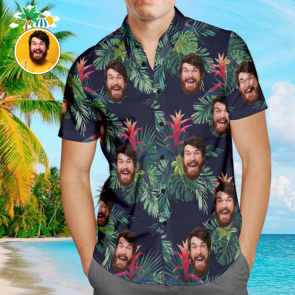 Benutzerdefinierte Hawaiihemden Sommer Bunte Blätter Online-vorschau Aloha Beach Shirt Für Männer - 