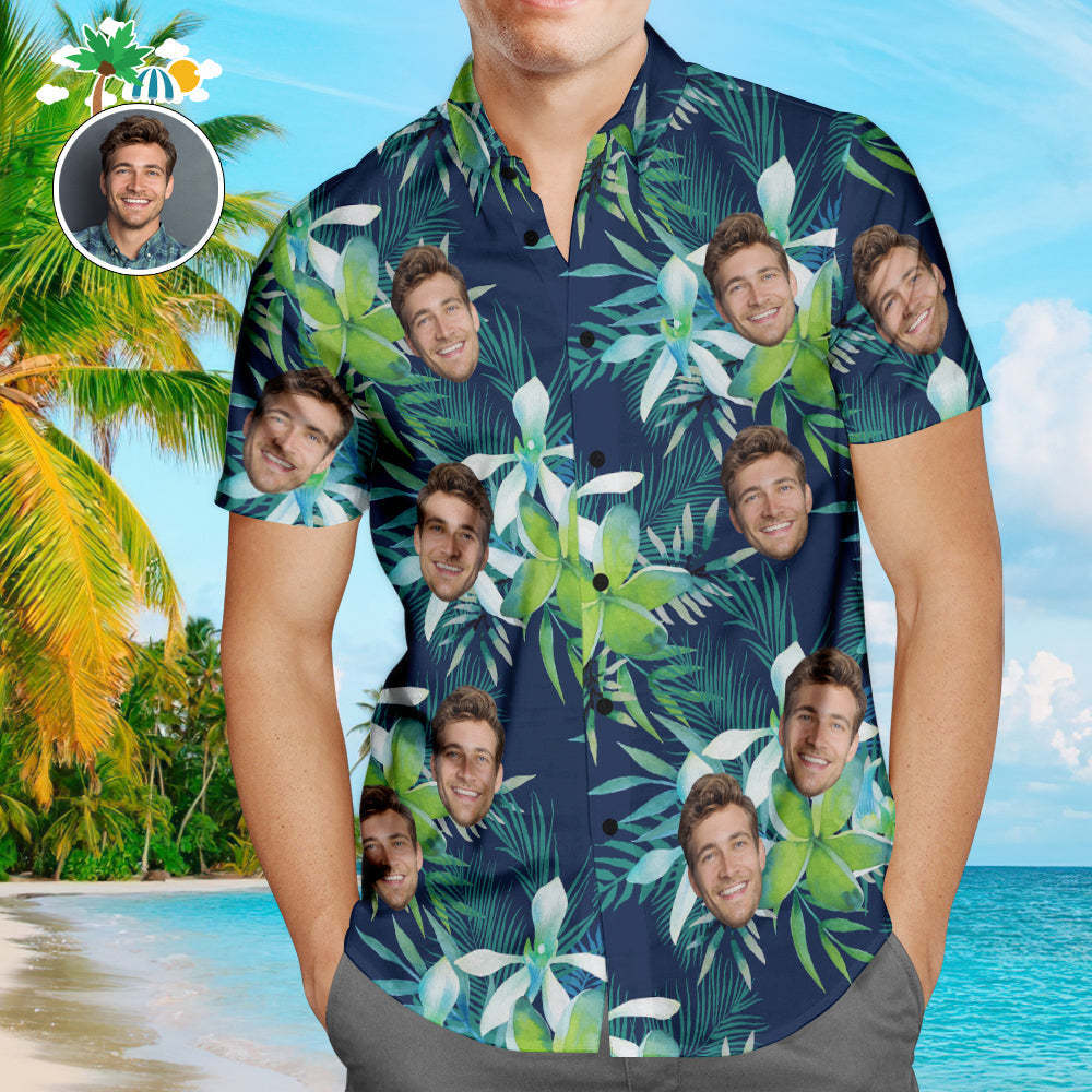 Benutzerdefinierte Hawaii-hemden Blätter Und Blütenblatt Online-vorschau Aloha Beach Shirt Für Männer -