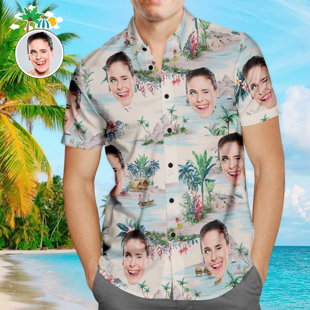 Benutzerdefinierte Hawaii-hemden Berge Und Flüsse Online-vorschau Aloha Beach Shirt Für Männer - 