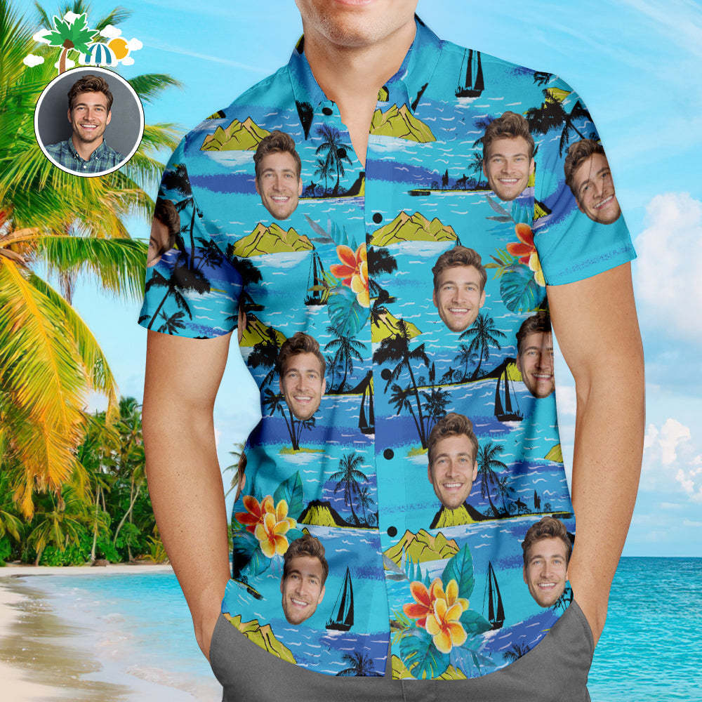 Benutzerdefinierte Hawaii-hemden Berge Online-vorschau Personalisiertes Aloha Beach-hemd Für Männer - 