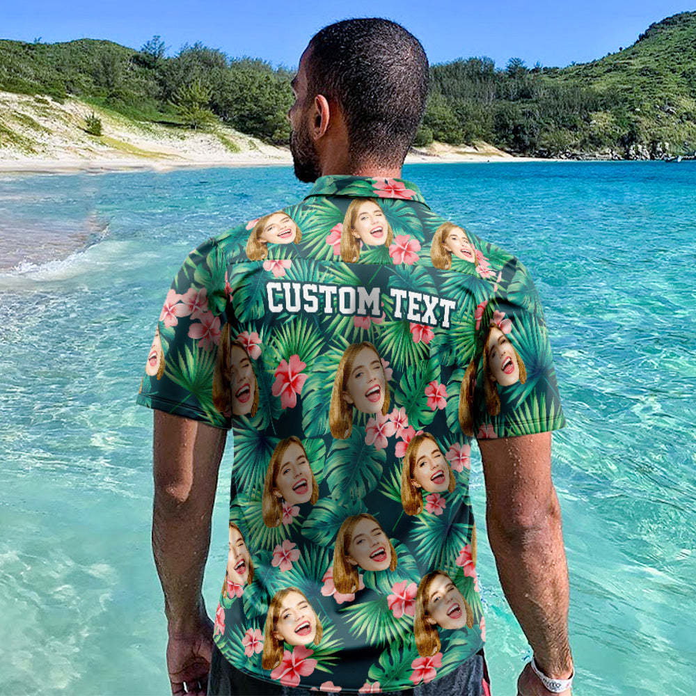 Benutzerdefinierte Hawaii-hemden Rote Blumen Design Online-vorschau Personalisiertes Aloha Beach-hemd Für Männer -