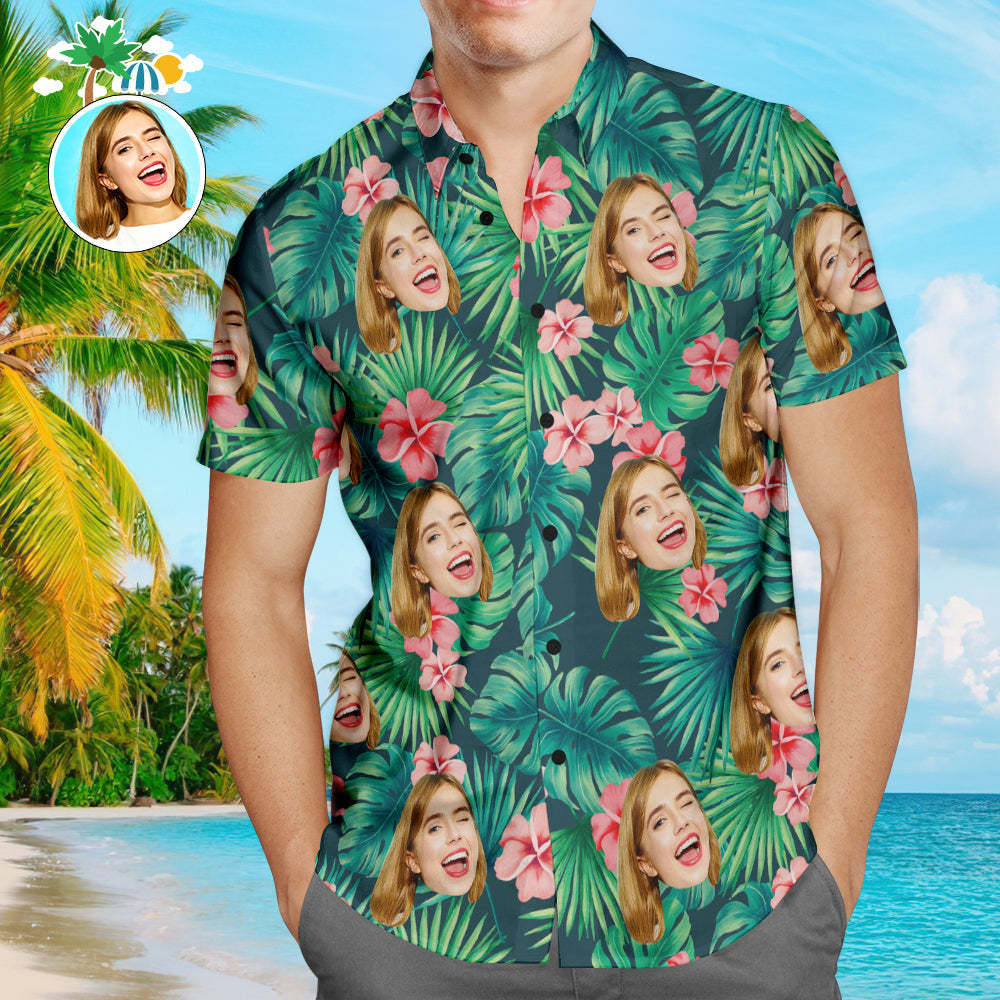 Benutzerdefinierte Hawaii-hemden Rote Blumen Design Online-vorschau Personalisiertes Aloha Beach-hemd Für Männer -