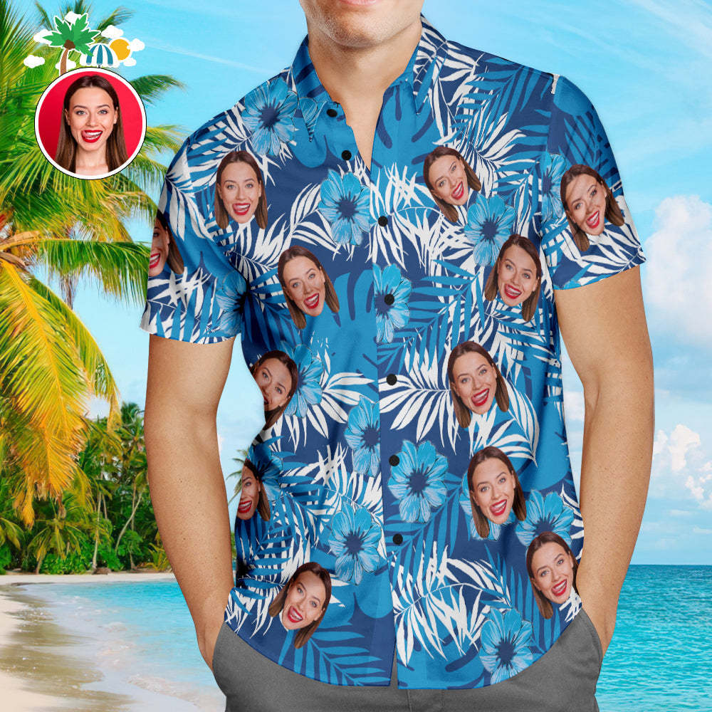 Benutzerdefinierte Hawaii-hemden Blumen Und Blätter Design Online-vorschau Personalisiertes Aloha Beach-hemd Für Männer - 