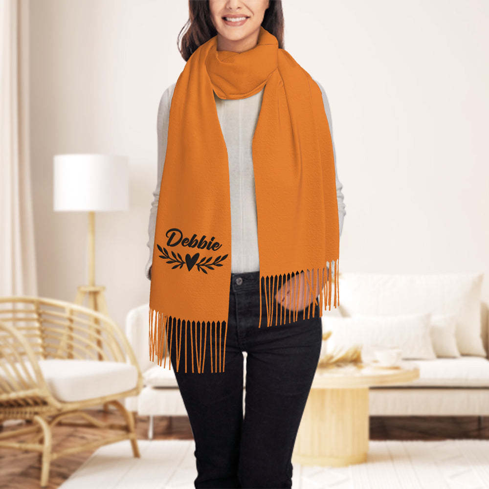 Personalized Embroidery Scarf Custom Name Scarf Soft Warm Fringe Shawl Gift for Her - 