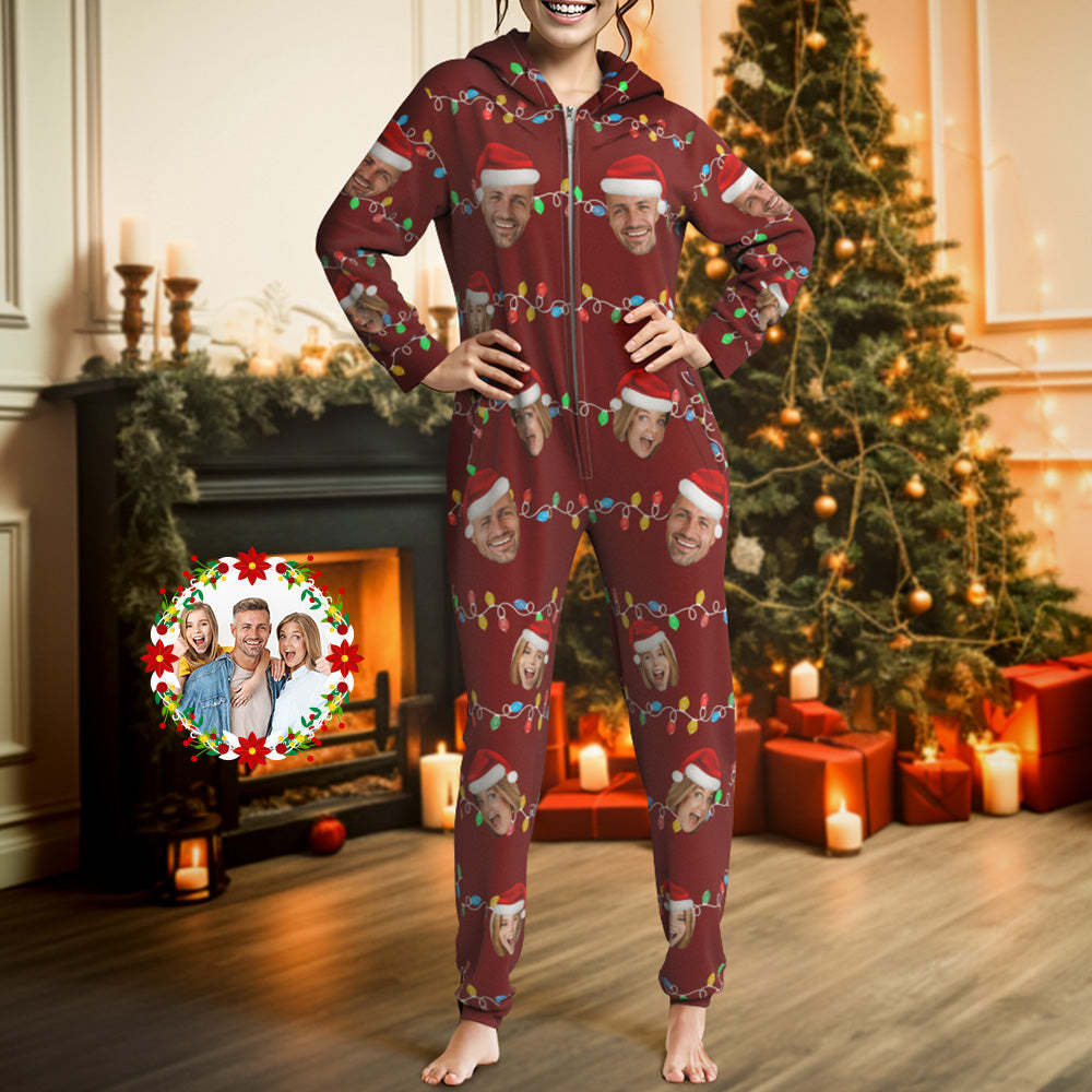 Benutzerdefinierte Onesies Foto Weihnachten Leds Pyjamas Einteilige Nachtwäsche Familienpyjamas Weihnachtsgeschenk - 
