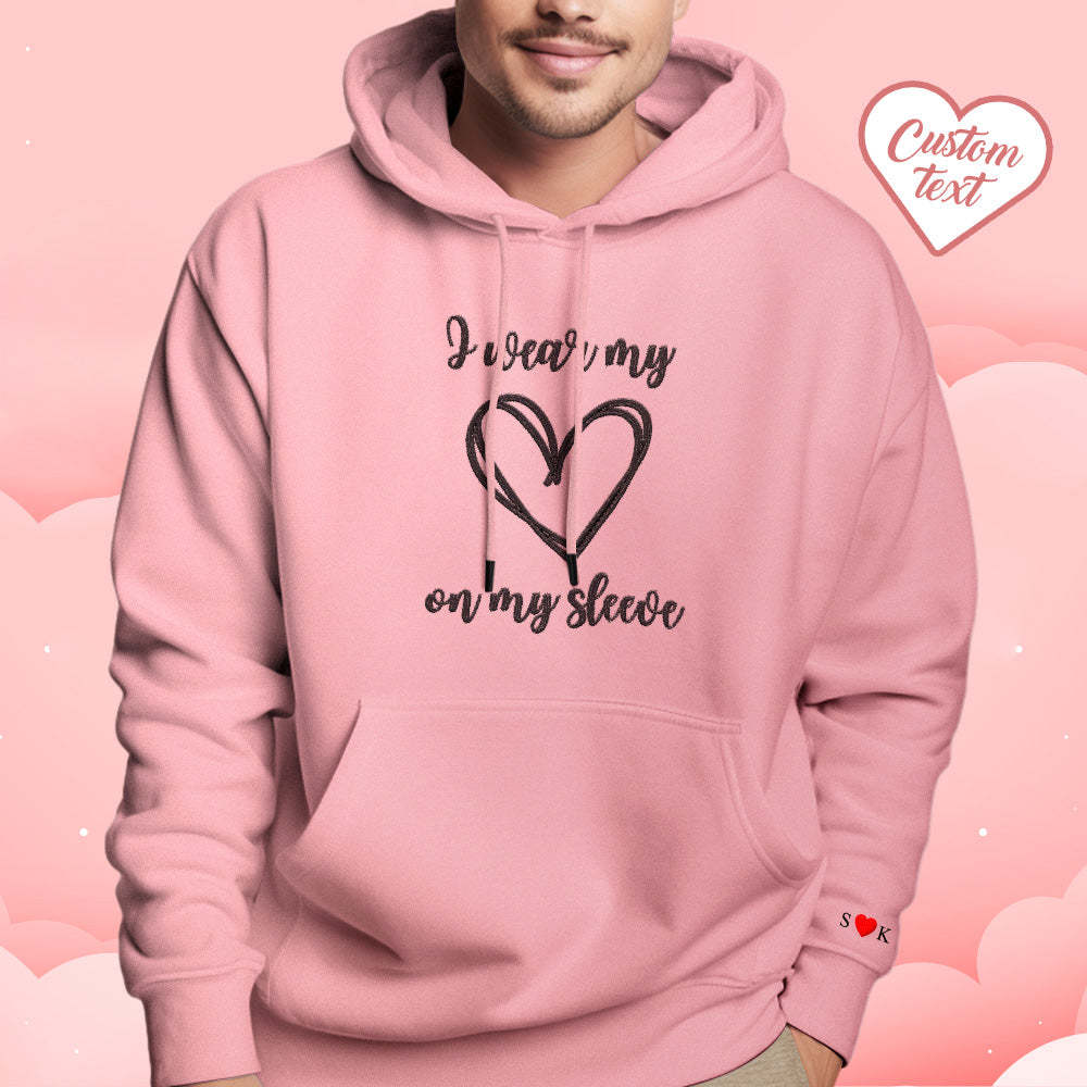 Personalisierter Bestickter Liebes-herz-hoodie Mit Individuellem Text, Sweatshirt, Valentinstagsgeschenk - 