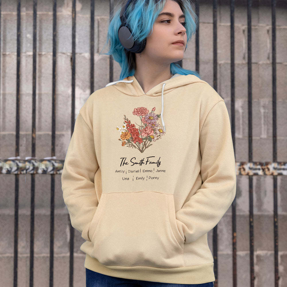 Personalisiertes Geburtsblumen-strauß-sweatshirt, Personalisierte Geburtsblumen-pullover-geschenke Für Mama - 