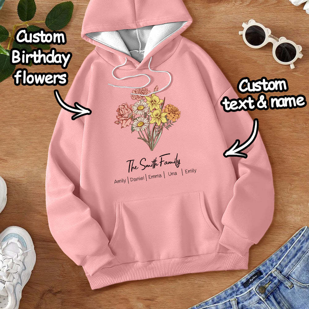 Personalisiertes Geburtsblumen-strauß-sweatshirt, Personalisierte Geburtsblumen-pullover-geschenke Für Mama - 