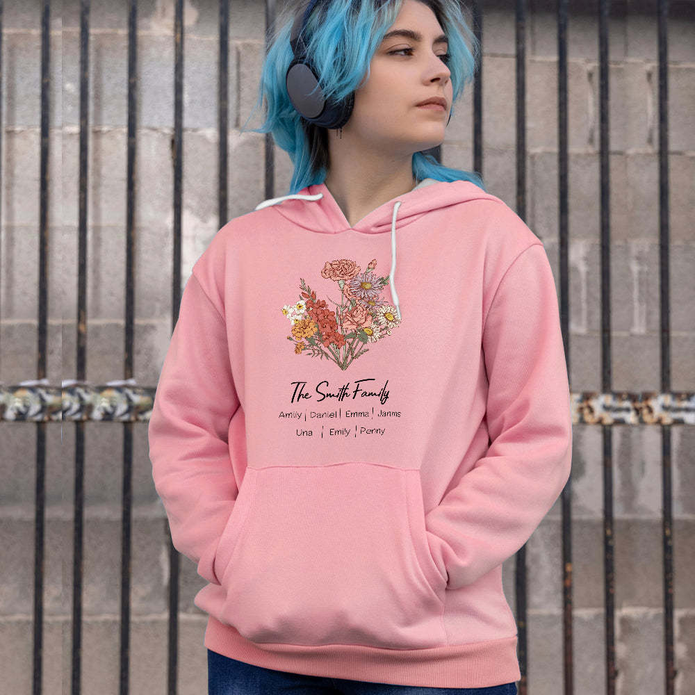 Personalisiertes Geburtsblumen-strauß-sweatshirt, Personalisierte Geburtsblumen-pullover-geschenke Für Mama - 