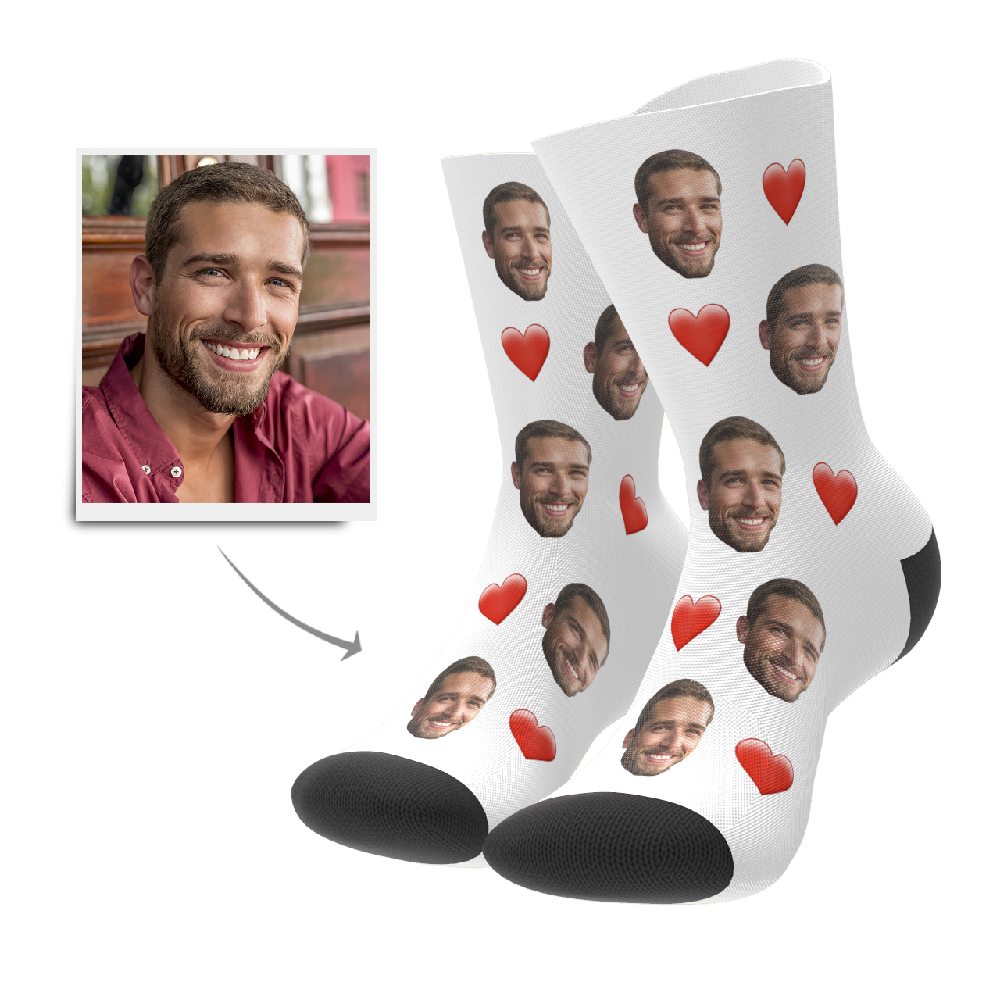 Custom Heart Socks With Your Text- Fotosocken