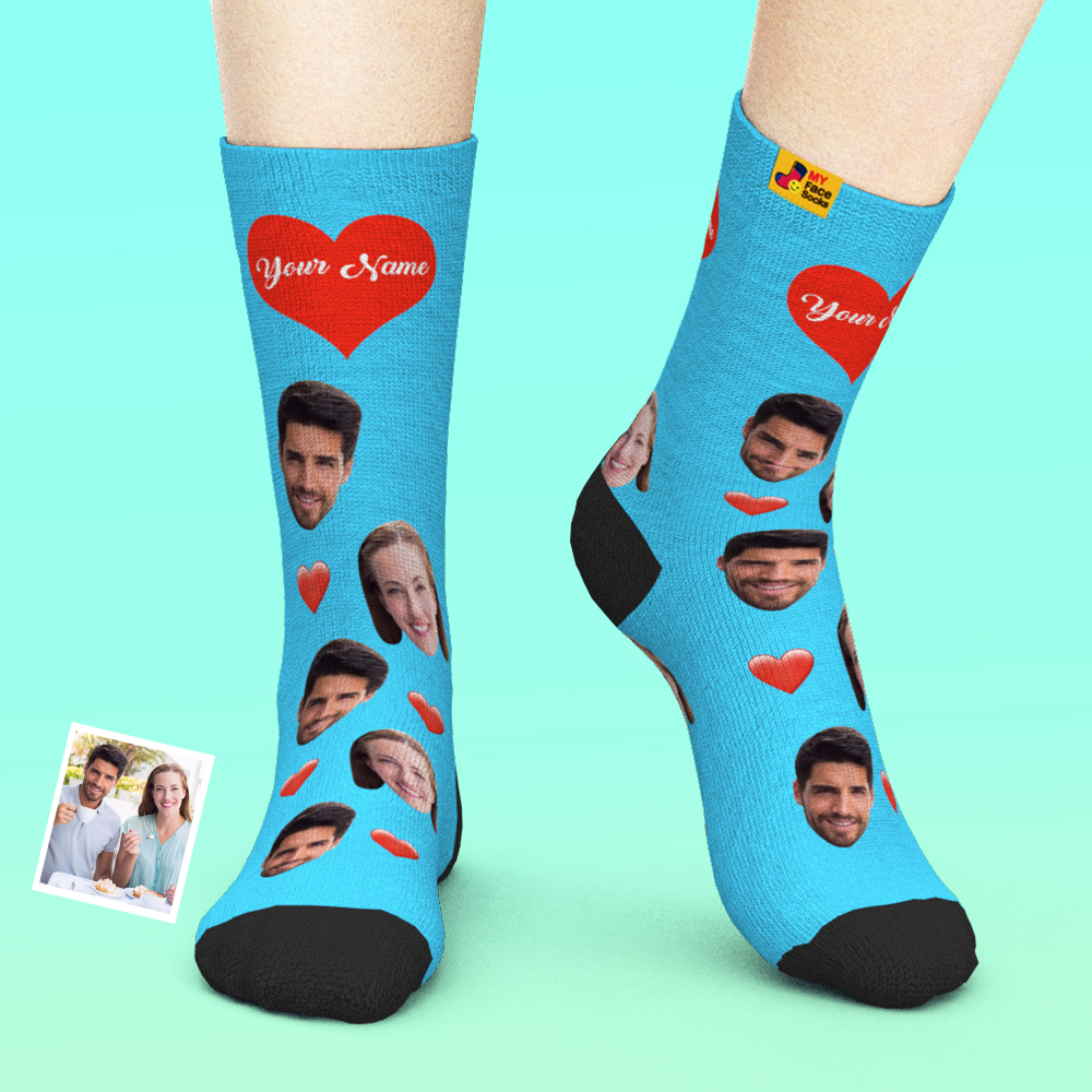 Benutzerdefinierte Foto Socken Liebe Herz Gesichtssocken