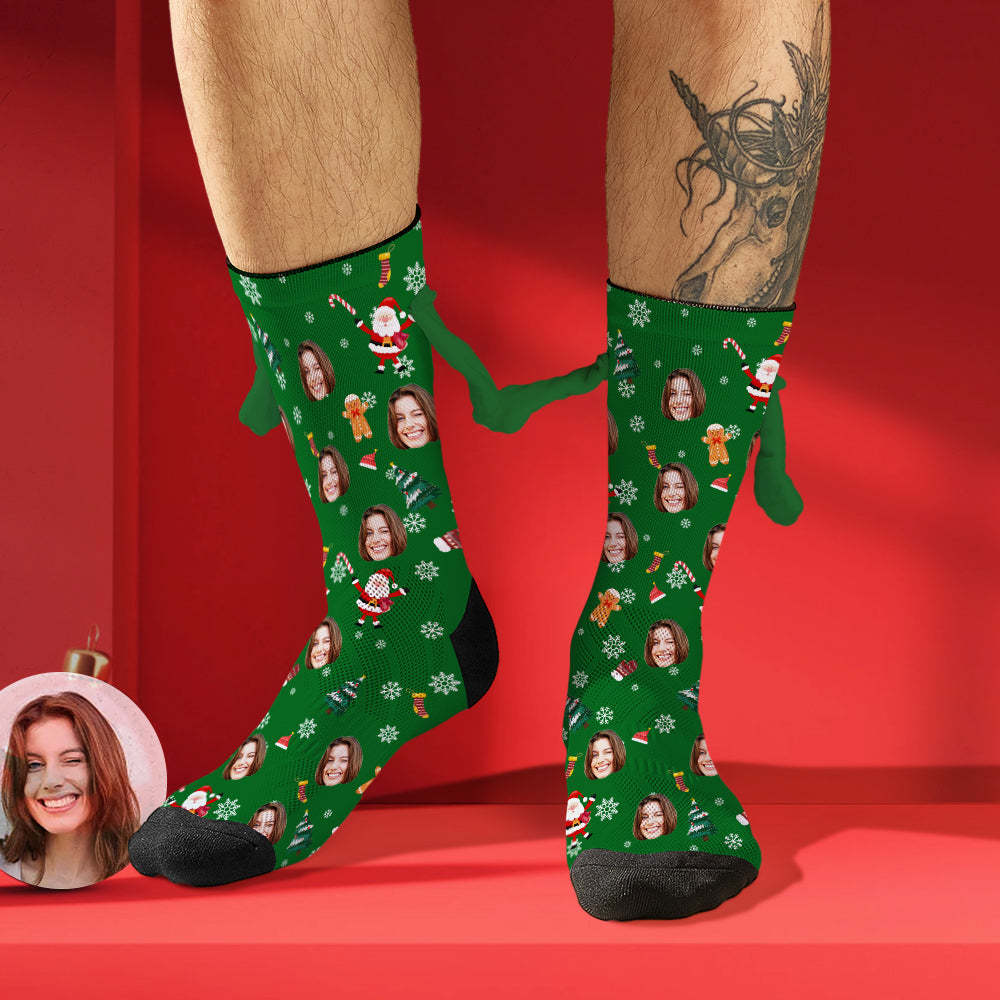 Benutzerdefinierte Gesichtssocken, Lustige Puppen-mid-tube-socken, Magnetische Hände Haltende Socken, Weihnachtsgeschenke -