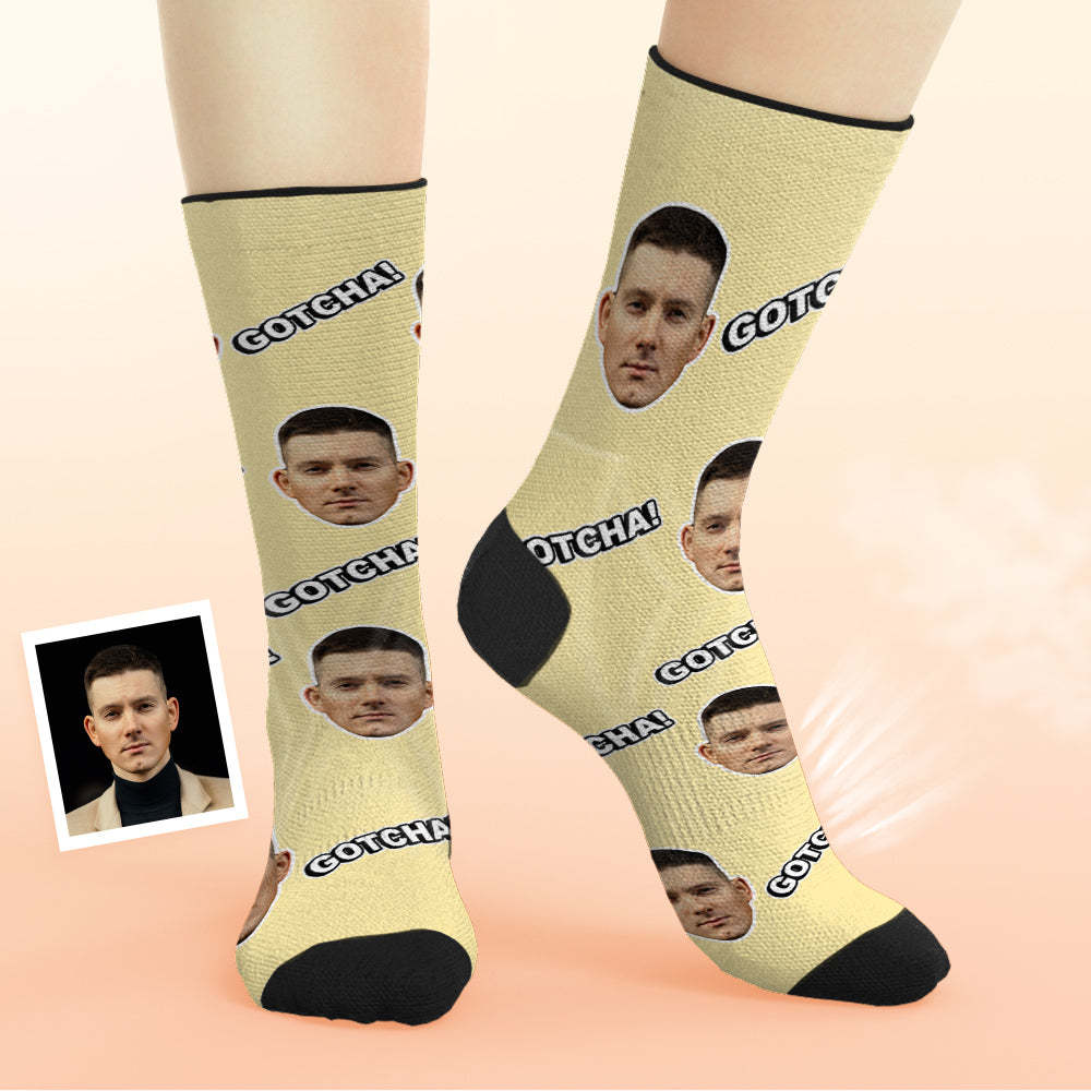 Benutzerdefinierte Atmungsaktive Gesichtssocken, Personalisierte Gotcha-socken Mit Individuellem Text - 