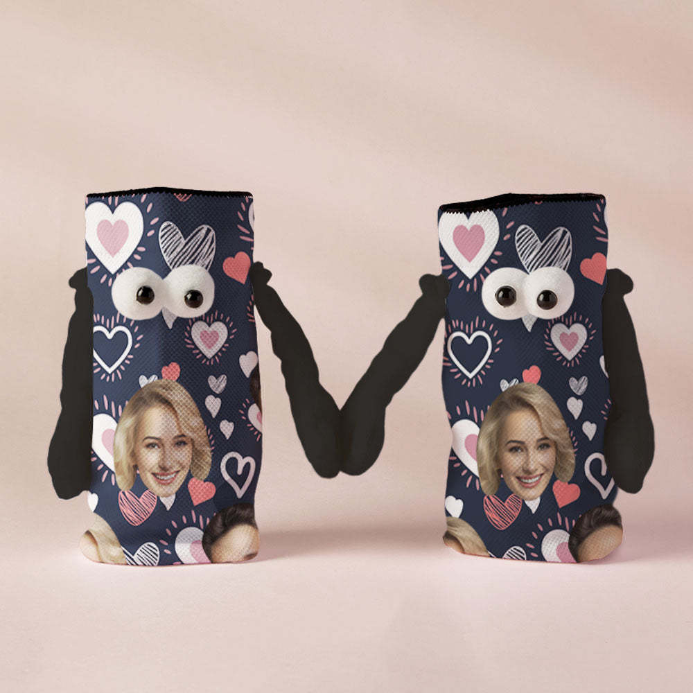 Benutzerdefinierte Gesichtssocken, Lustige Puppen-mid-tube-socken, Magnetische Hände Haltende Socken, Valentinstagsgeschenke - 