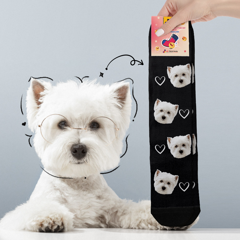 Benutzerdefinierte Gesichtssocken Bilder Hinzufügen Süße Hundefotos Sockengeschenk Für Haustierliebhaber Weihnachten - FotoSocken