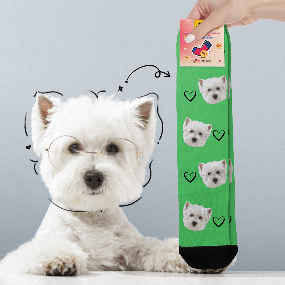 Benutzerdefinierte Gesichtssocken Bilder Hinzufügen Süße Hundefotos Sockengeschenk Für Haustierliebhaber Weihnachten - FotoSocken