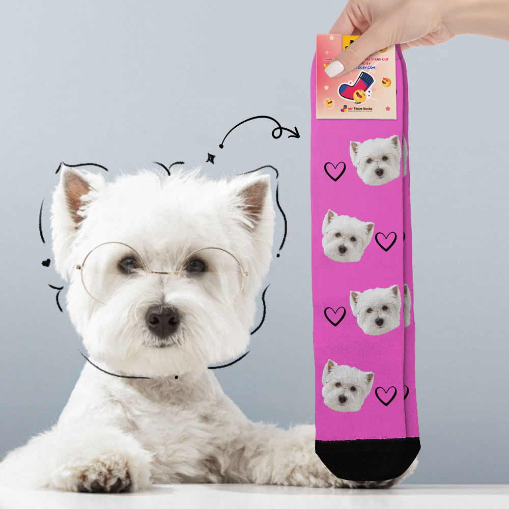 Benutzerdefinierte Gesichtssocken Bilder Hinzufügen Süße Hundefotos Sockengeschenk Für Haustierliebhaber Weihnachten - FotoSocken