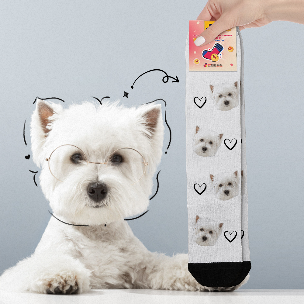 Benutzerdefinierte Gesichtssocken Bilder Hinzufügen Süße Hundefotos Sockengeschenk Für Haustierliebhaber Weihnachten - FotoSocken