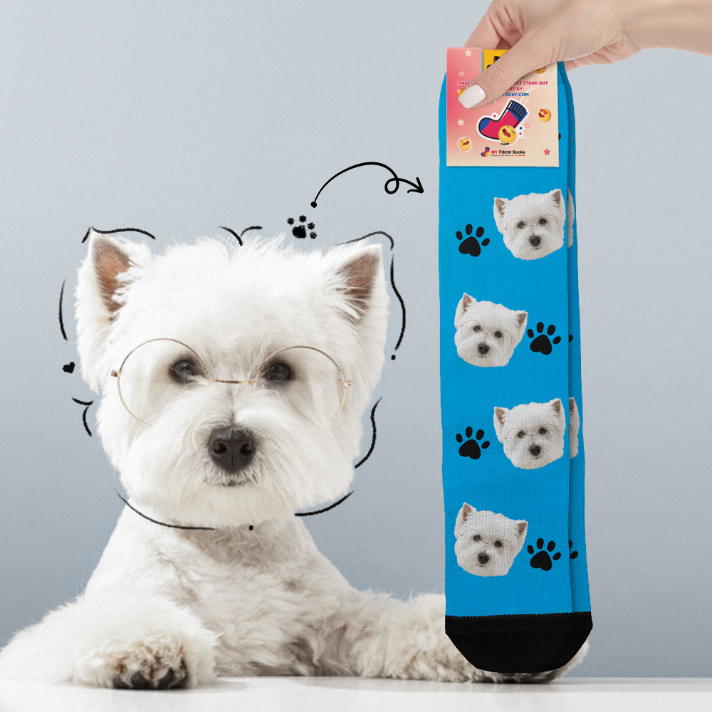 Benutzerdefinierte Gesichtssocken Bilder Hinzufügen Süße Hundefotos Sockengeschenk Für Haustierliebhaber Weihnachten - FotoSocken