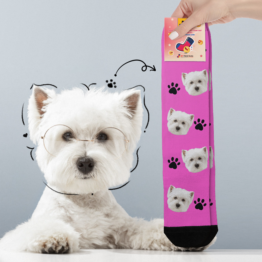 Benutzerdefinierte Gesichtssocken Bilder Hinzufügen Süße Hundefotos Sockengeschenk Für Haustierliebhaber Weihnachten - FotoSocken