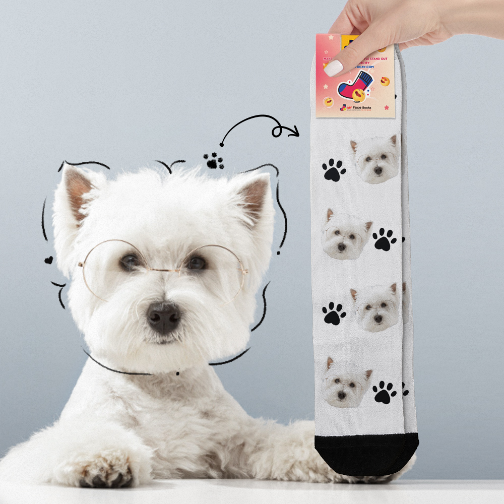 Benutzerdefinierte Gesichtssocken Bilder Hinzufügen Süße Hundefotos Sockengeschenk Für Haustierliebhaber Weihnachten - FotoSocken