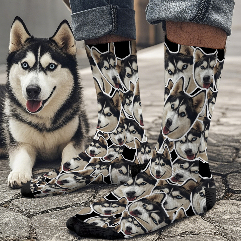 Benutzerdefinierte Mush Face Socken Lustige Fotos Sockengeschenk Für Paare - FotoSocken