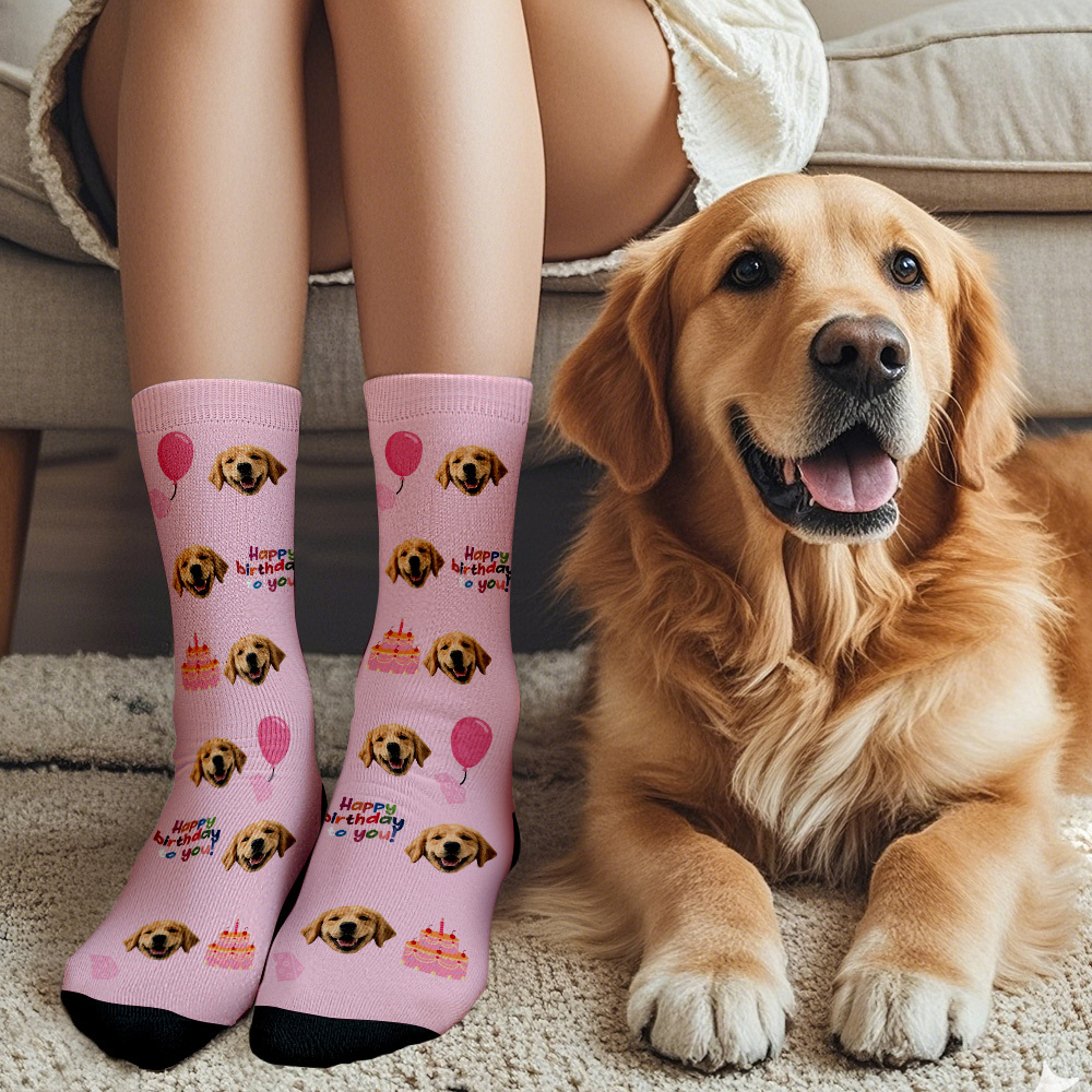 Benutzerdefinierte Gesichtssocken Alles Gute Zum Geburtstag Geschenk Gesichtssocke Geschenk - FotoSocken