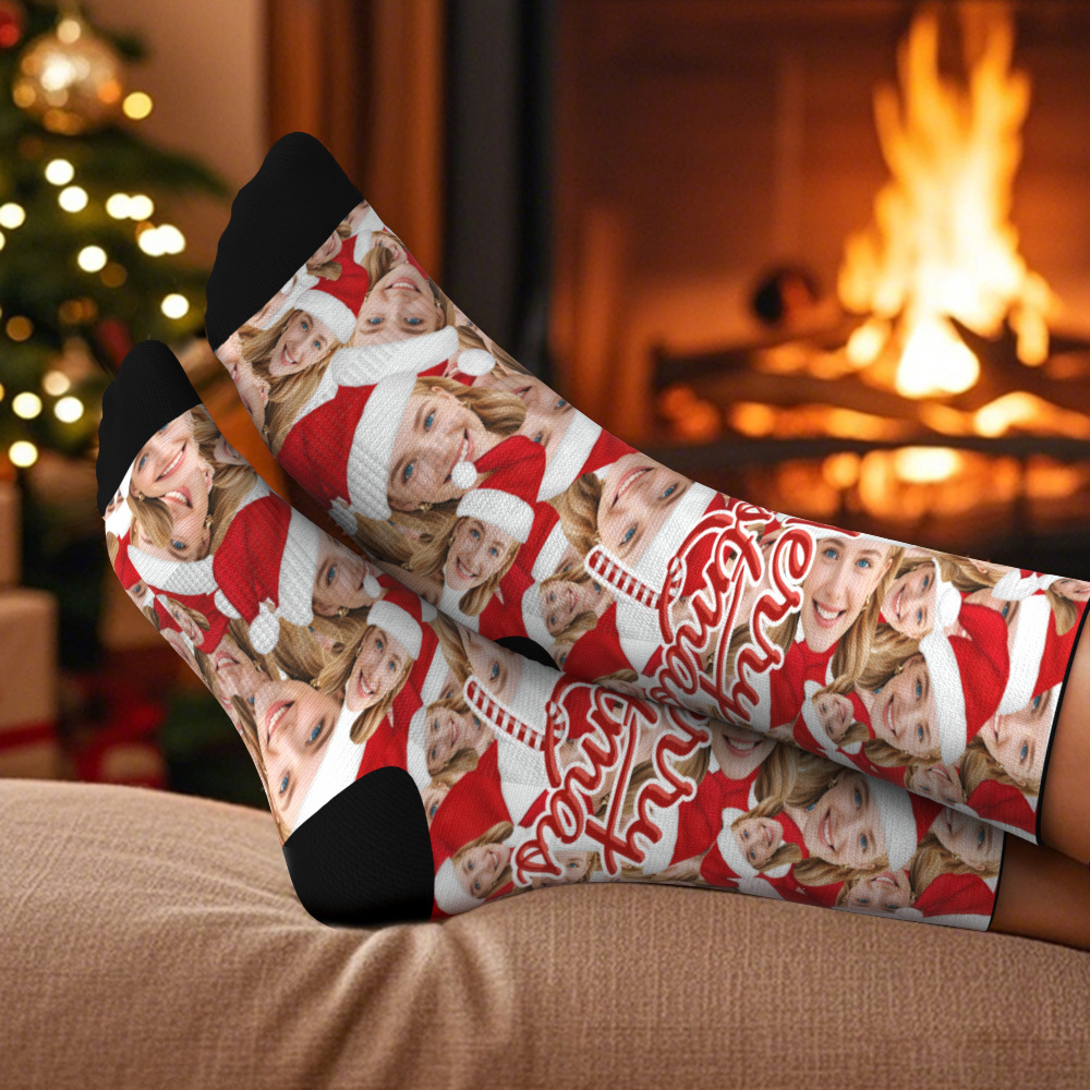 Weihnachtssocken Mit Individuellem Design, Personalisierte Lustige Mütze, Individuelles Design, Beste Geschenkidee Für Weihnachten - FotoSocken