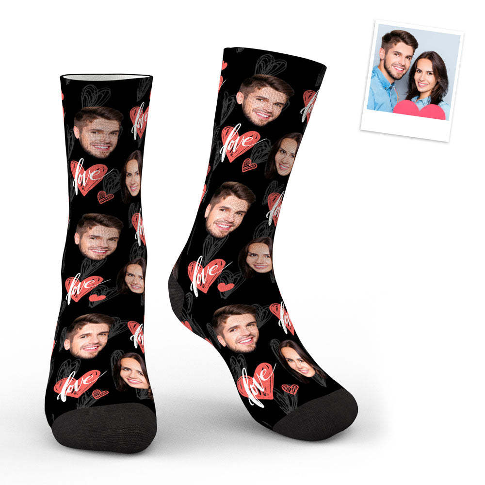 3d-vorschau Custom Face Heartbeat Socken - 