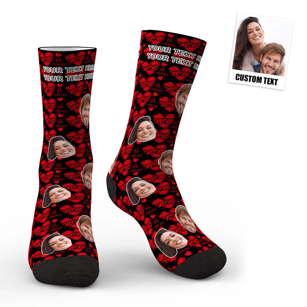 3d-vorschau Custom Face Heart Socks Valentinstagsgeschenke - Xoxo - 