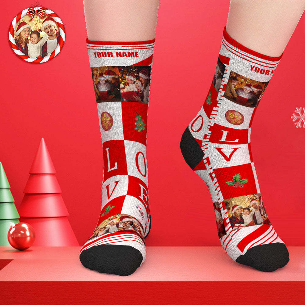 Benutzerdefinierte Gesicht Socken Liebe Weihnachtssocken - 