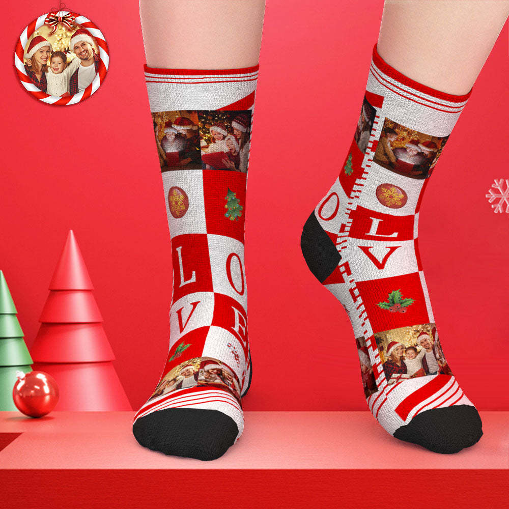 Benutzerdefinierte Gesicht Socken Liebe Weihnachtssocken - 
