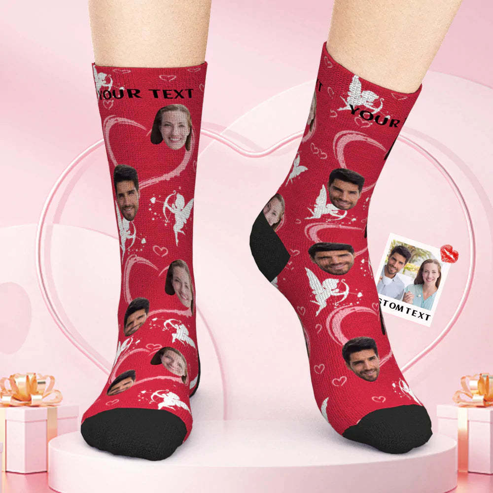 Benutzerdefinierte Gesicht Paar Herz Socken Amor Valentinstag Geschenk - 
