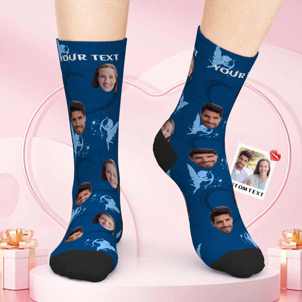 Benutzerdefinierte Gesicht Paar Herz Socken Amor Valentinstag Geschenk - 