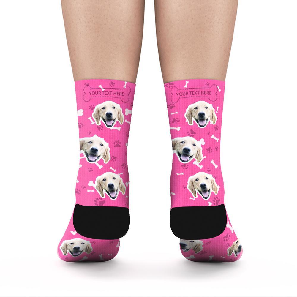 Custom Rainbow Socks Dog With Your Text - Red - MyPhotoSocks