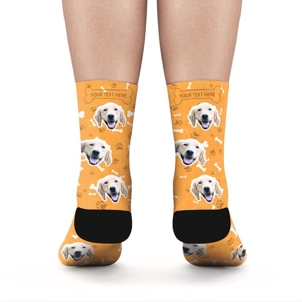 Custom Rainbow Socks Dog With Your Text - Orange - MyPhotoSocks