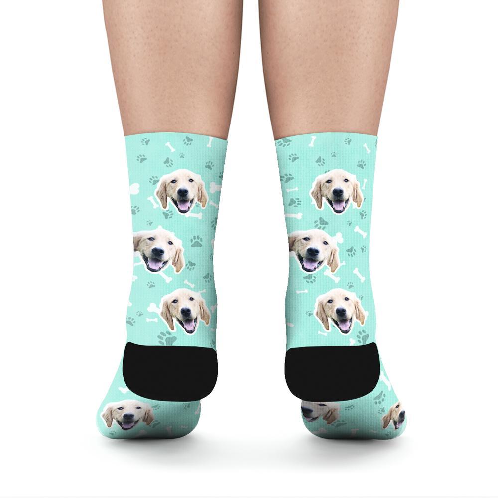 Custom Rainbow Socks Dog With Your Text - Teal - MyPhotoSocks