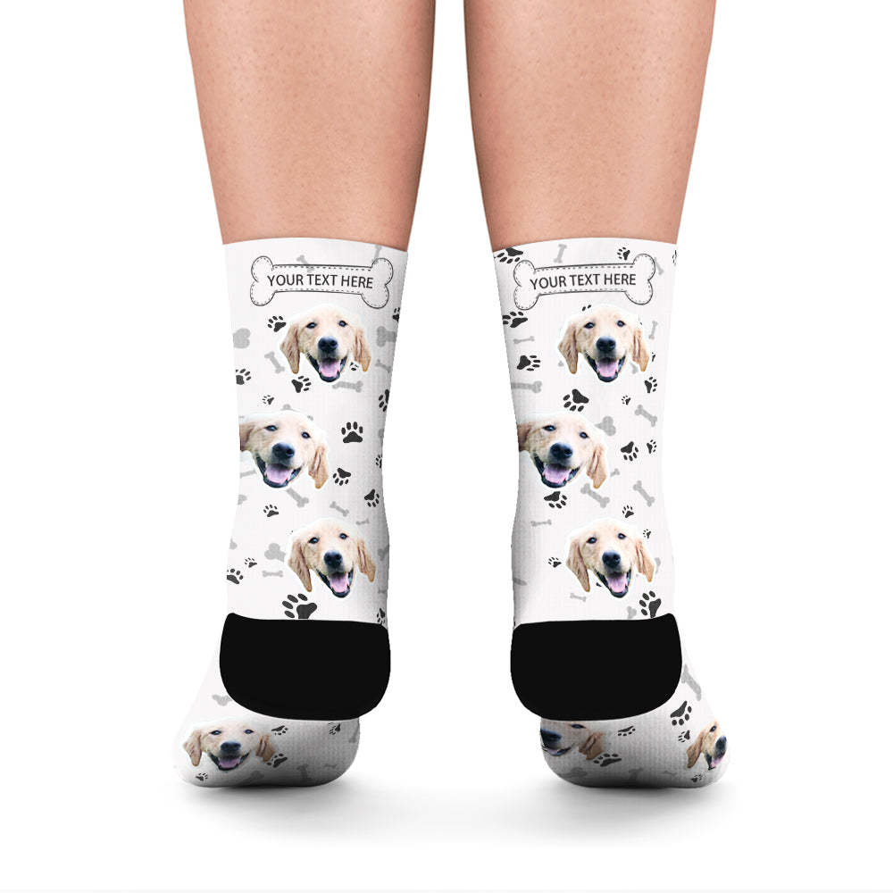 Custom Rainbow Socks Dog With Your Text - White - MyPhotoSocks