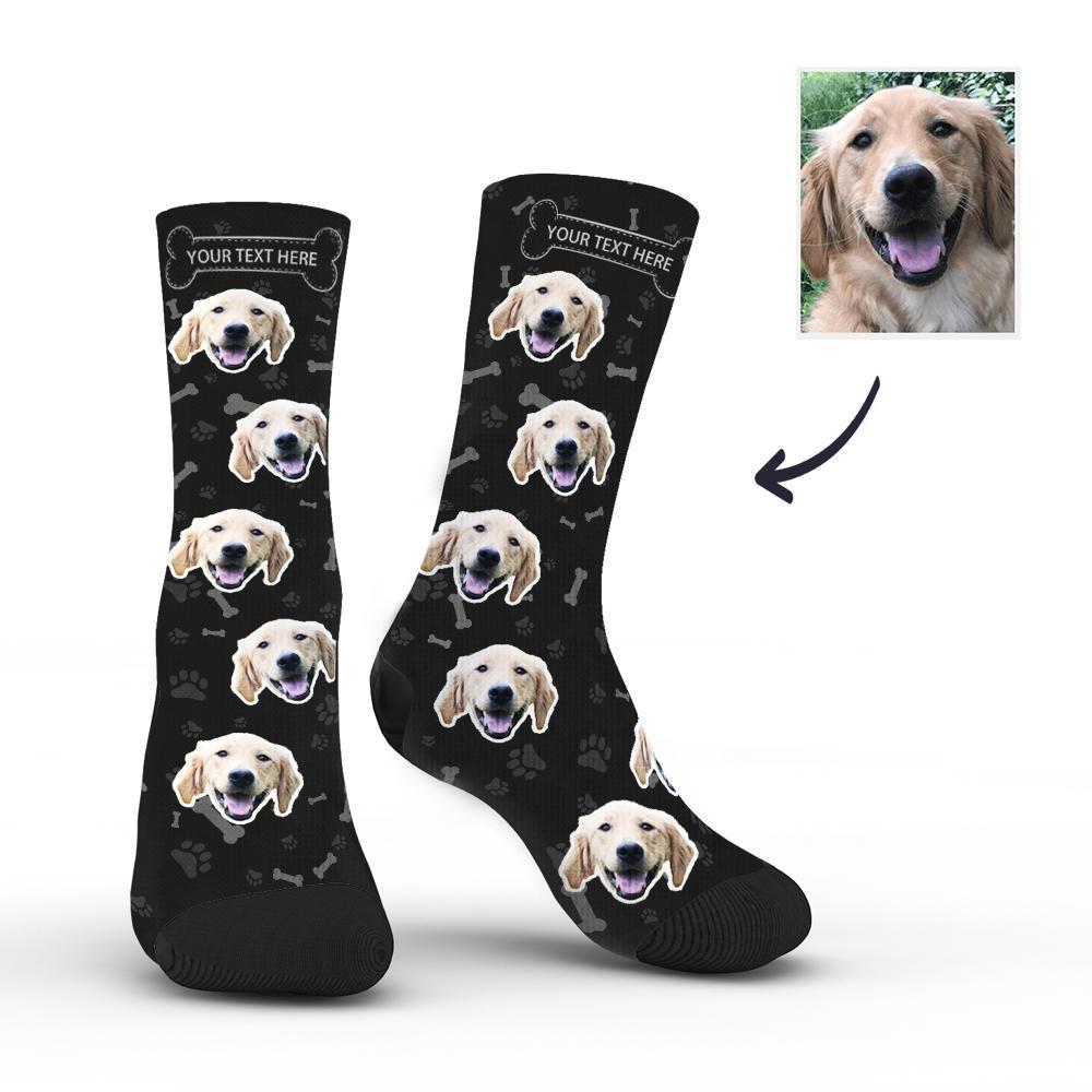 Custom Rainbow Socks Dog With Your Text - Black - MyPhotoSocks