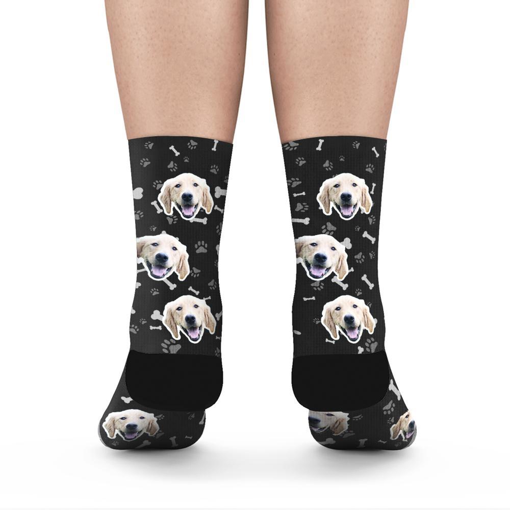 Custom Rainbow Socks Dog With Your Text - Black - MyPhotoSocks
