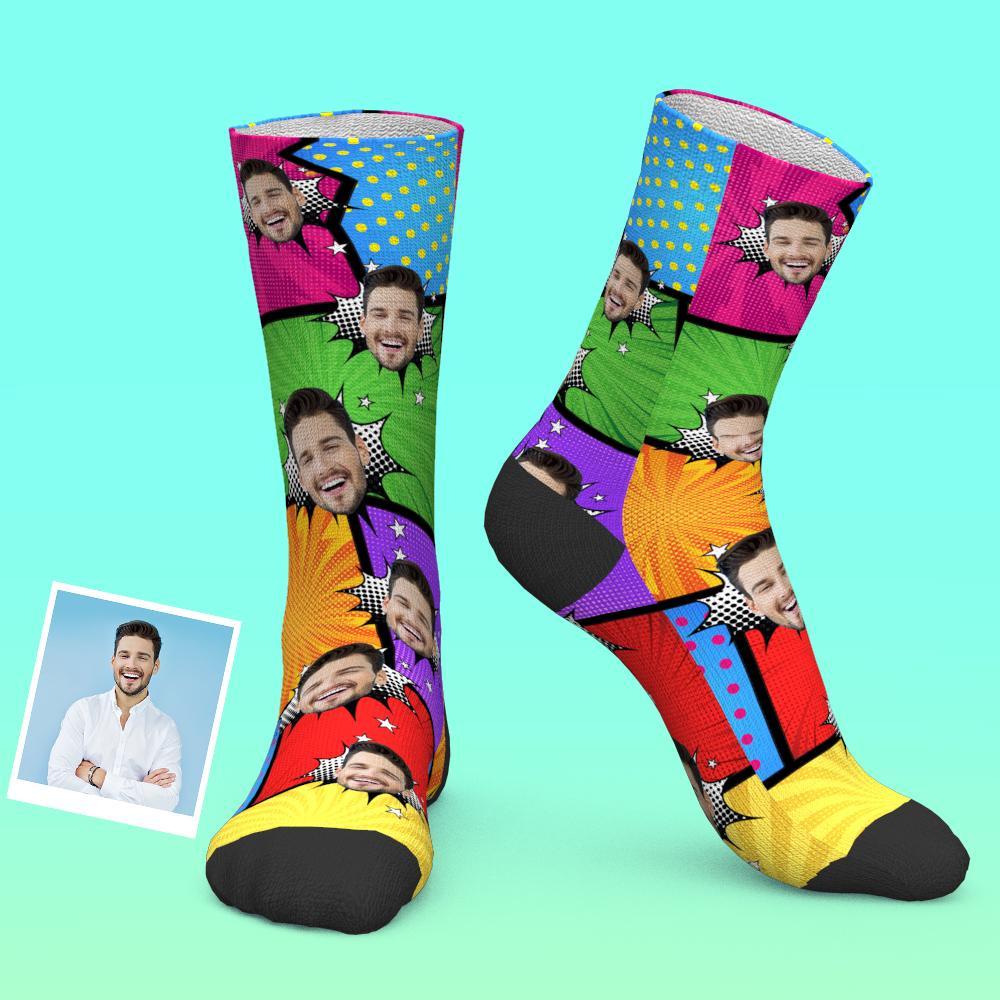 3d-vorschau Benutzerdefiniertes Foto Lustige Comics-socken - 