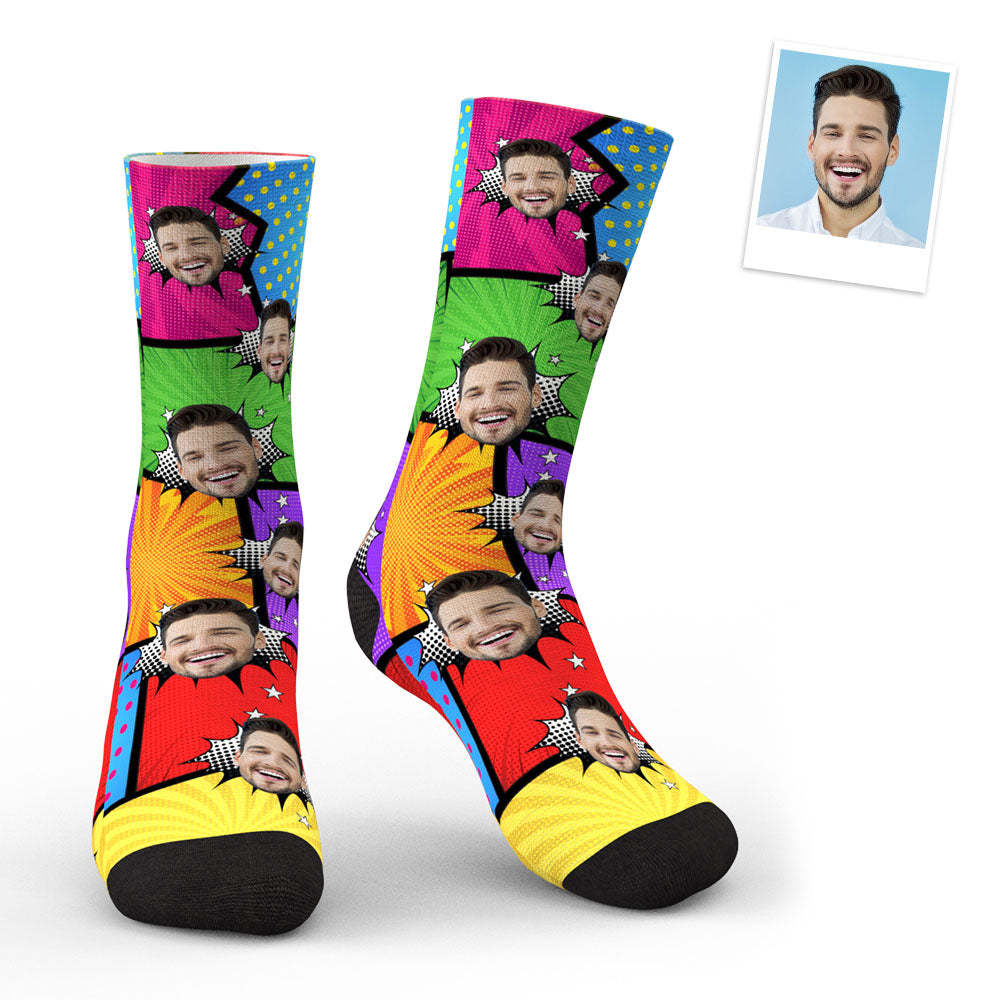 3d-vorschau Benutzerdefiniertes Foto Lustige Comics-socken - 