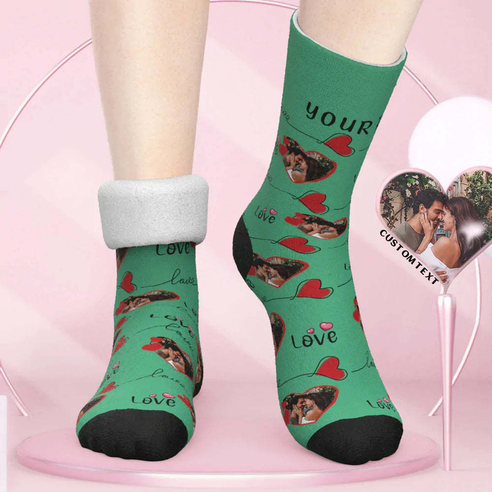 Benutzerdefinierte Dicke Socken Foto Herbst Winter Warme Socken Paar Liebe Socken Benutzerdefinierte Liebhaber Lustige Socken Valentinstag Geschenk - 