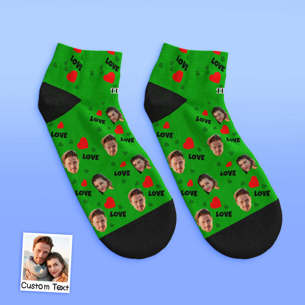 Custom Low Cut Ankle Face Socks For Family - Love