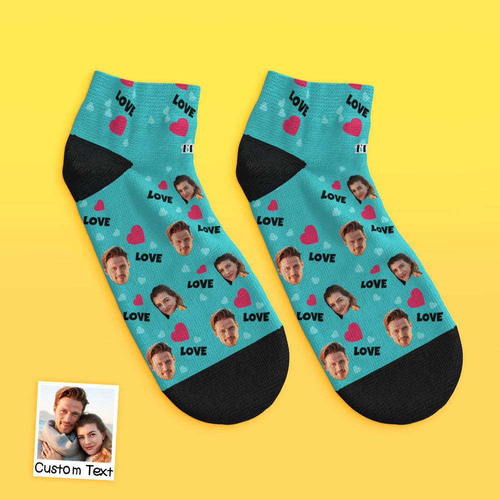 Custom Low Cut Ankle Face Socks For Family - Love