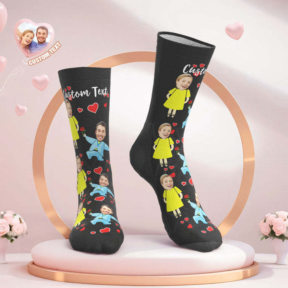 Benutzerdefinierte Gesicht Hochzeitssocken Herzsocken Vorschlag - 