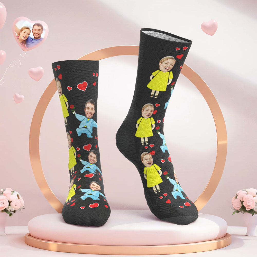 Benutzerdefinierte Gesicht Hochzeitssocken Herzsocken Vorschlag - 