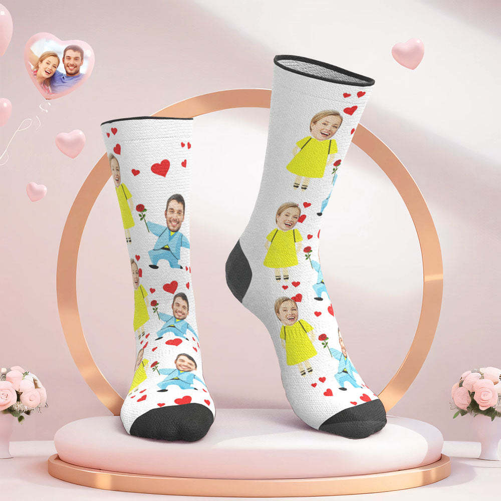 Benutzerdefinierte Gesicht Hochzeitssocken Herzsocken Vorschlag - 