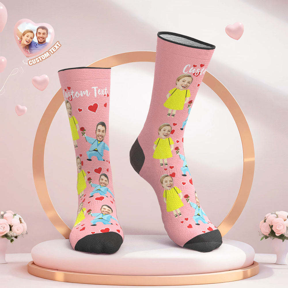 Benutzerdefinierte Gesicht Hochzeitssocken Herzsocken Vorschlag - 