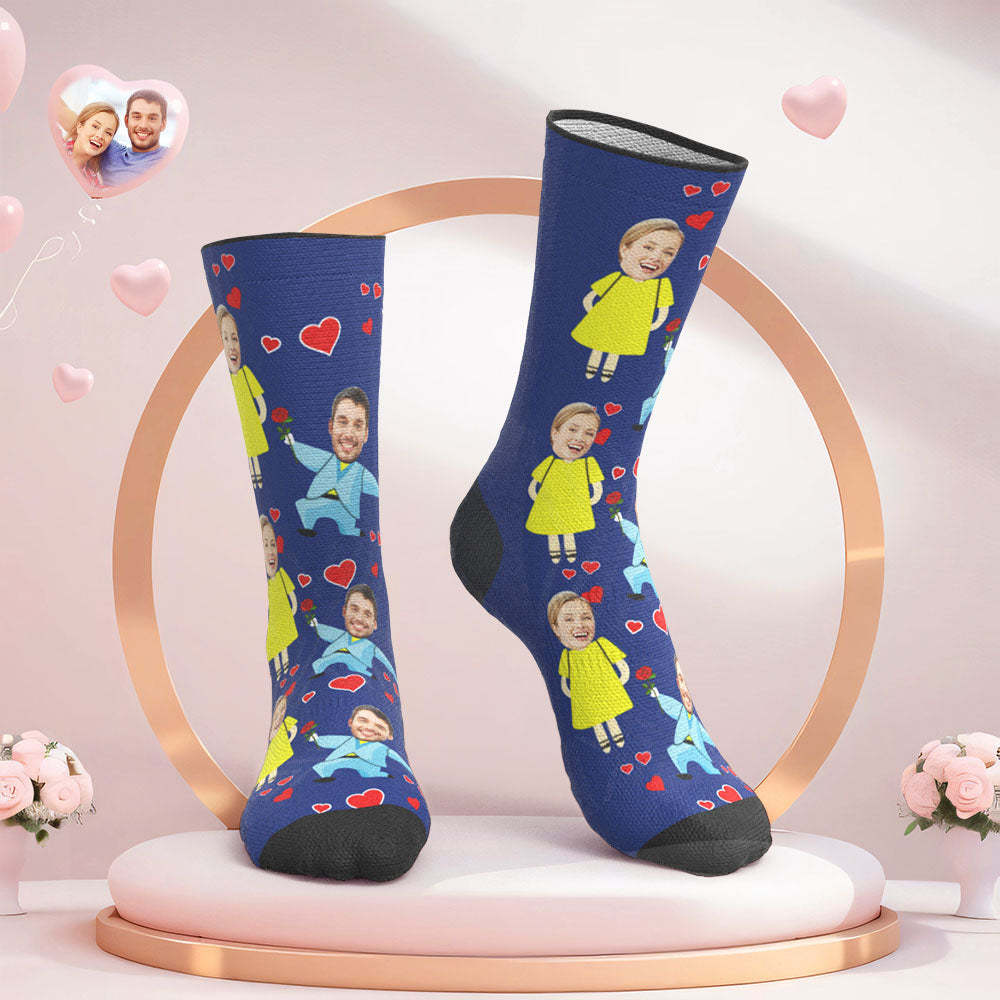 Benutzerdefinierte Gesicht Hochzeitssocken Herzsocken Vorschlag - 